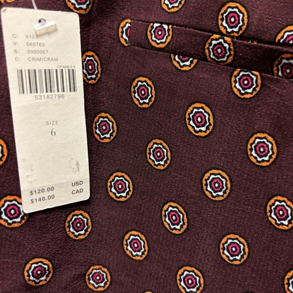 Anthropologie Womens Marsden Wide Leg Pants Size 6 Graphic Abstract Maroon - Picture 6 of 10